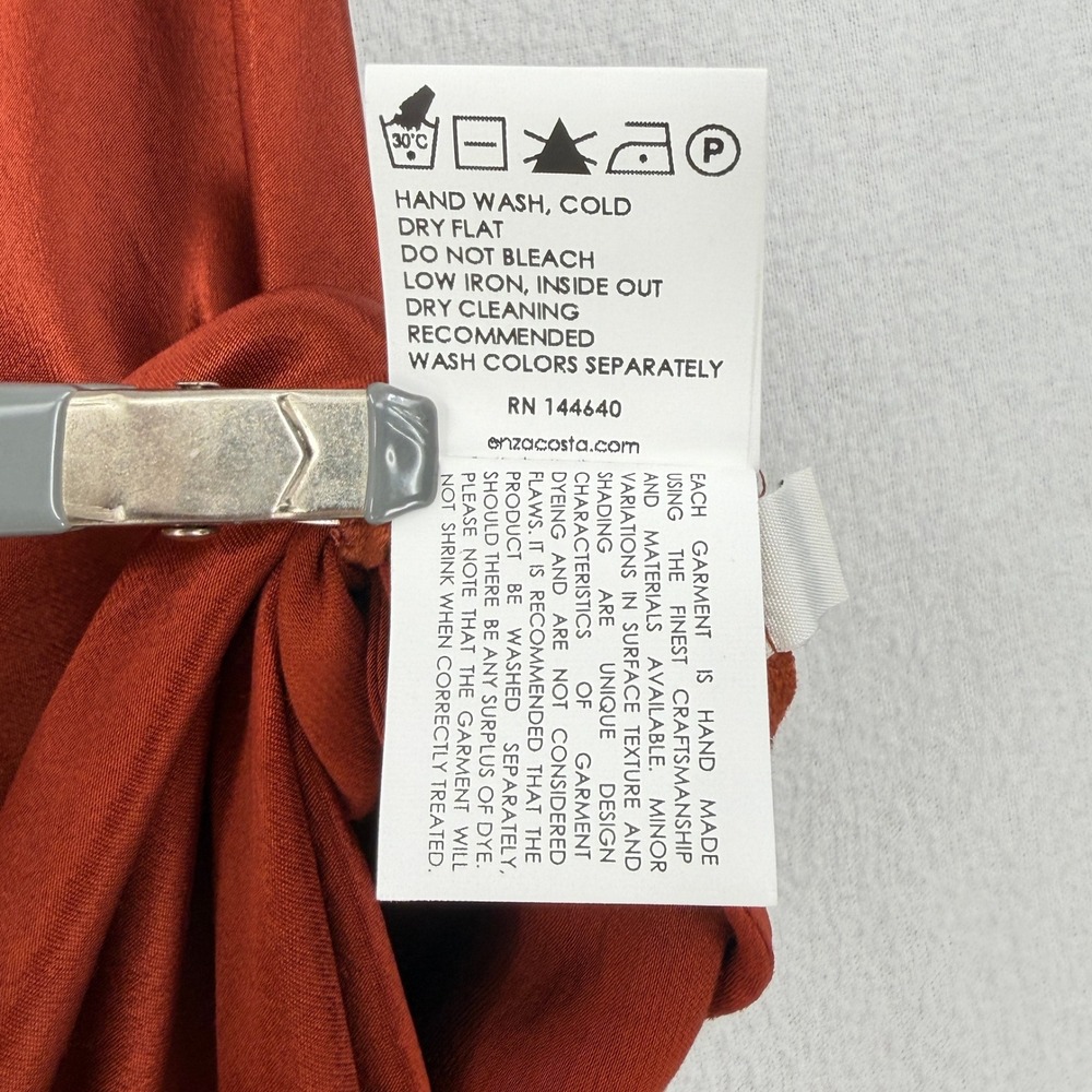 ENZA COSTA Satin Bias Slip Skirt Womens Large Umber Rust Midi Maxi Side Slit NEW - Picture 16 of 16